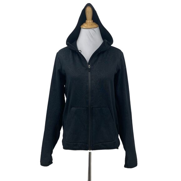 Nike Vixen Hooded Jacket Womens S Black Jacquard Full Zip Therma Fit Lightweight - Picture 1 of 14